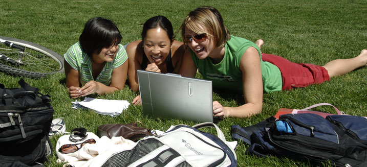 Friends Study and Have Fun on the Oval